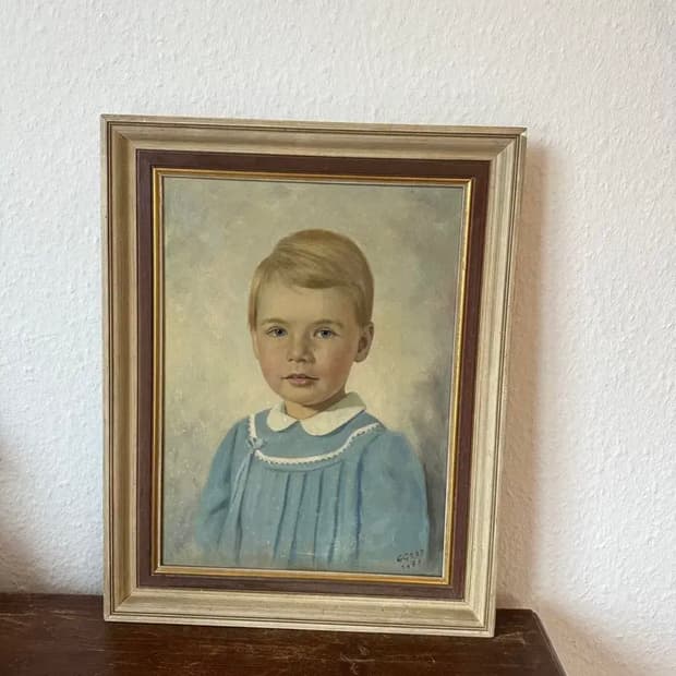 독일)빈티지 소녀 유화액자(핸드페인팅)