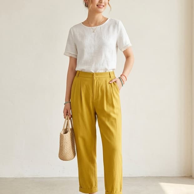 자라 ZARA WOMAN 옐로우 팬츠 S | 미사용 새상품