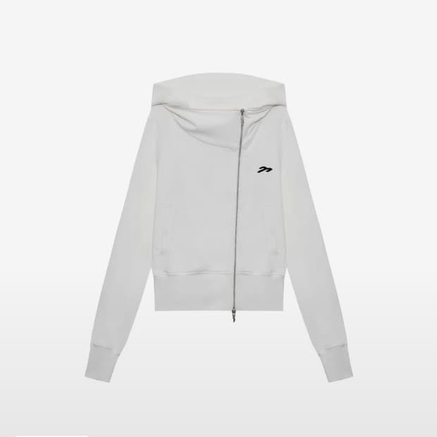 (2사이즈) 송이송이X탄산 혼 아플리케 사이드 지퍼 후드집업 (화이트)