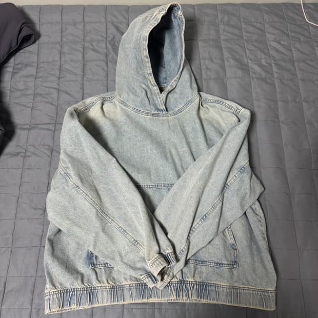 자라 데님 후드티