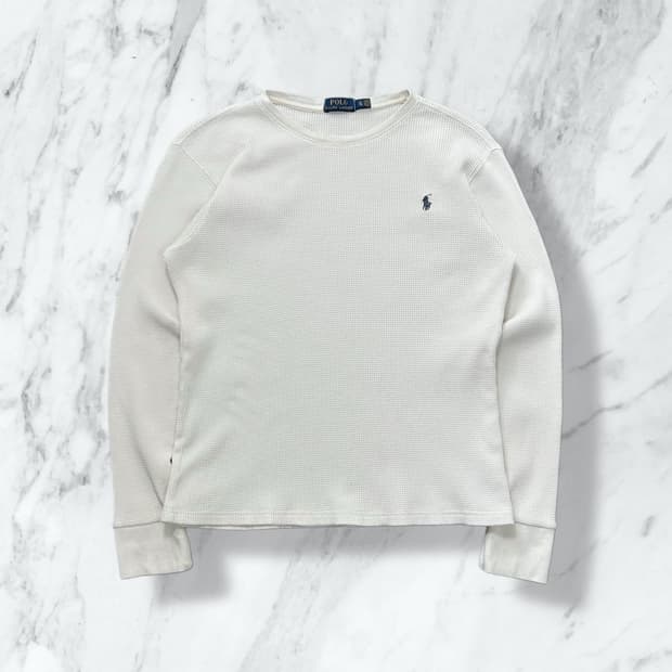 폴로 랄프로렌 화이트 와플 긴팔티