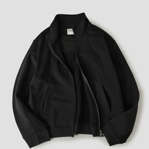 후브스 패널 믹스드 집업 져지 블랙