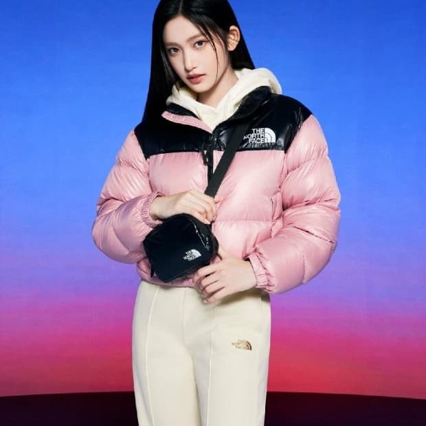 노스페이스 눕시 파스텔 핑크 S 황금사이즈 숏패딩