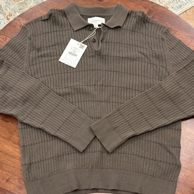 [새제품] 자라 오리진 캐시미어 PK 니트 카키 L