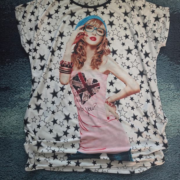 Y2k걸쓰 프린팅 반팔티셔츠