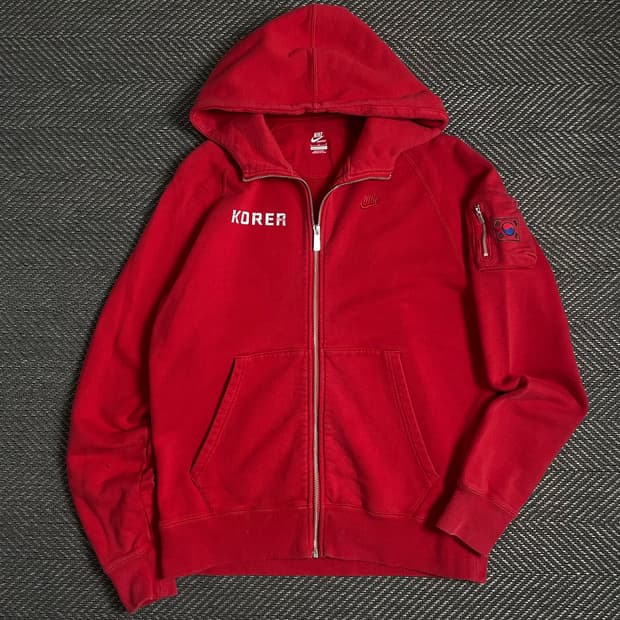 나이키 코리아 국대 스웻 후드집업 레드o 4929