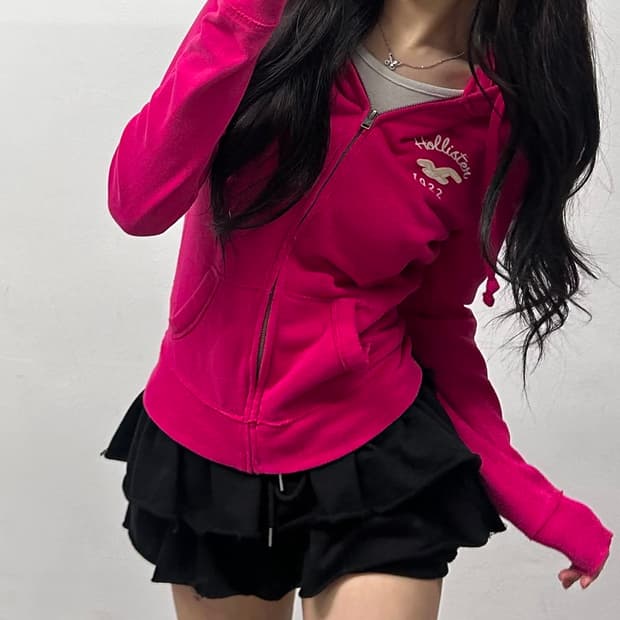 홀리스터 y2k 여리핏 걸즈 대대장 작사 후드집업 희귀져지(M)