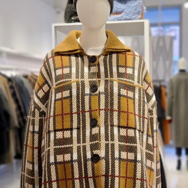 스튜디오 톰보이 체크 카라 가디건