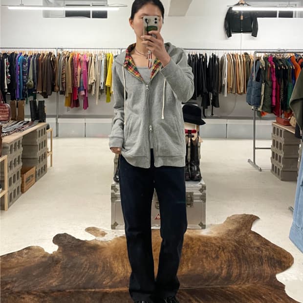 BEAMS layered hood zip-up