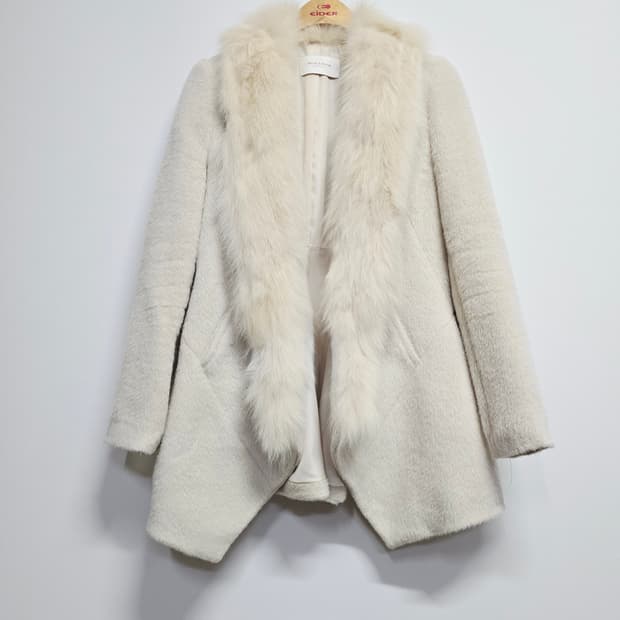 모조에스핀 아이보리 폭스퍼 코트 모자켓 85
