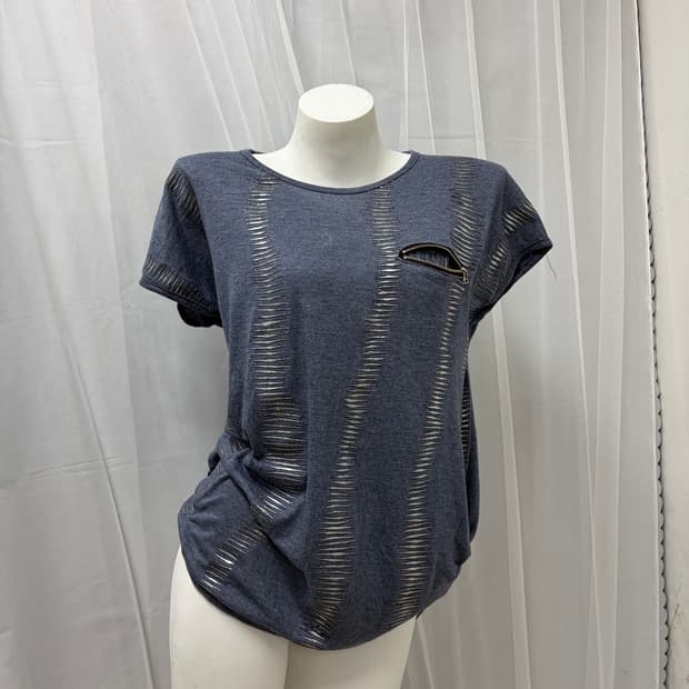 [Vintage]Slash Cut-Out Zip Pocket T-Shir