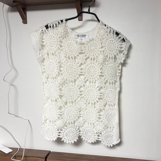 Comme des garcons 꼼데가르송 레이어드 크로쉐 니트 탑 상의