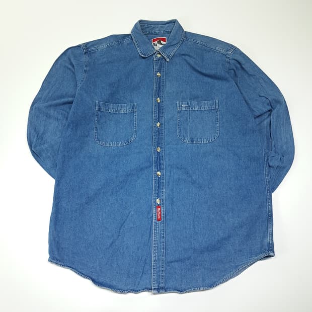 CL513 L 말보로 90s 미국판 코튼 미디엄워시 데님셔츠 남방
