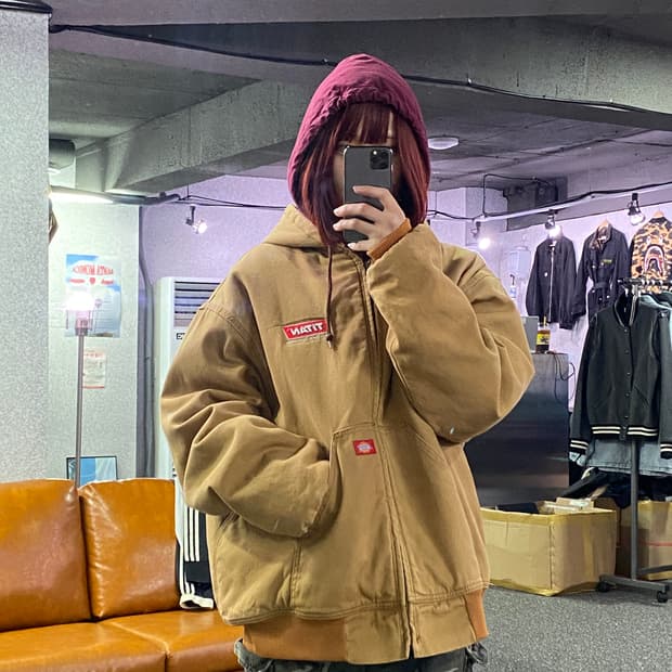 디키즈 스몰로고 바시티 후드 패딩 B2441
