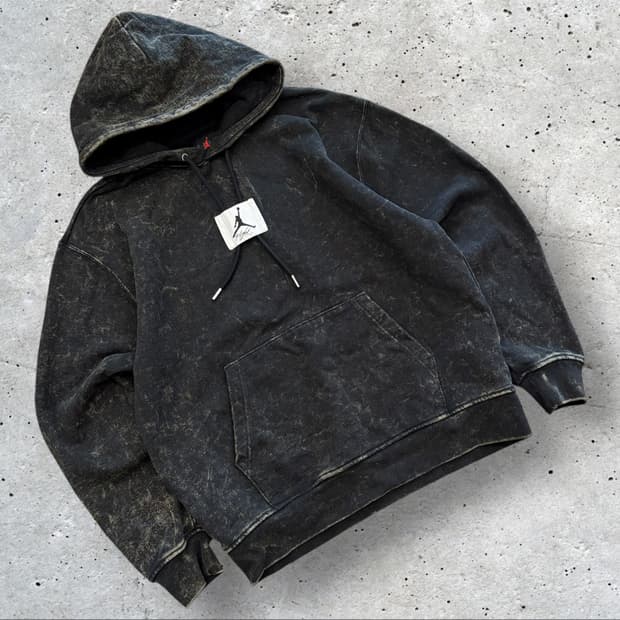 [L] 조던 에센셜 플라이트 워시드 후드티 블랙 C427