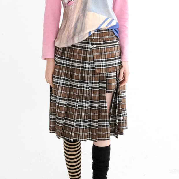 샵페어리 스커트 check pocket pleated skirt pant