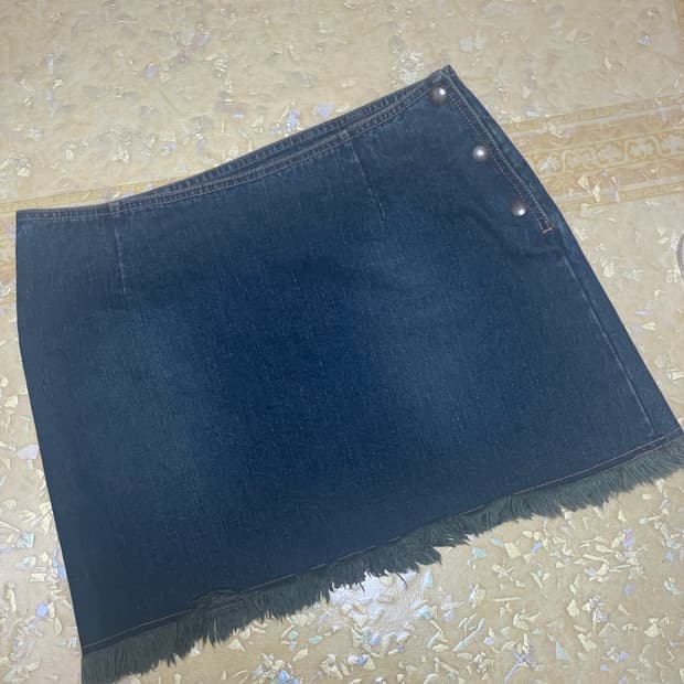 빈티지 테슬 데님 웨스턴 로우라이즈 스커트