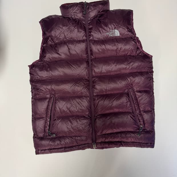 노스페이스 미니멀 다운 패딩 조끼 M 퍼플