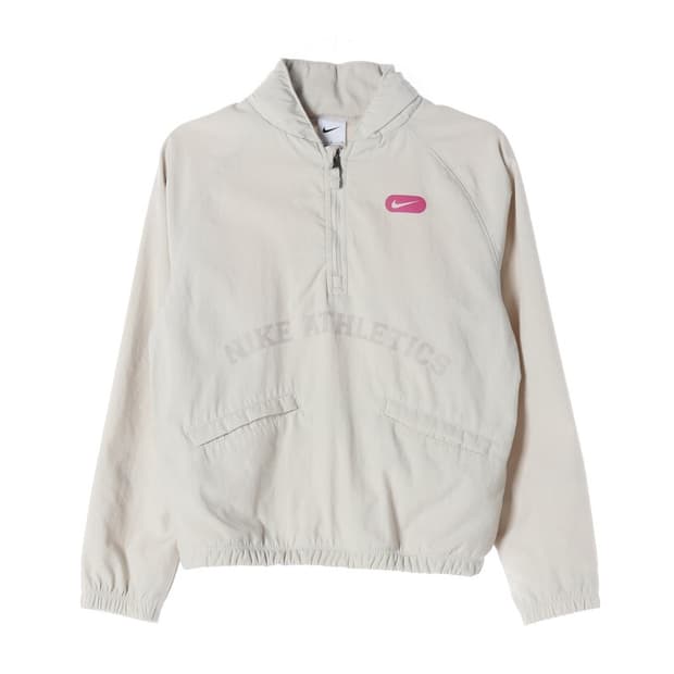 나이키 애슬레틱스 핑크 로고 하프집업 아노락 베이지 L