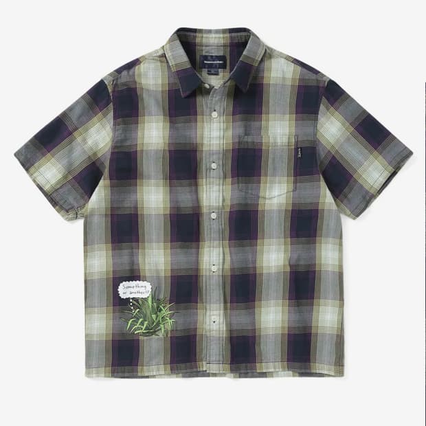 디스이즈네버댓 옴브레 반팔 체크셔츠 퍼플