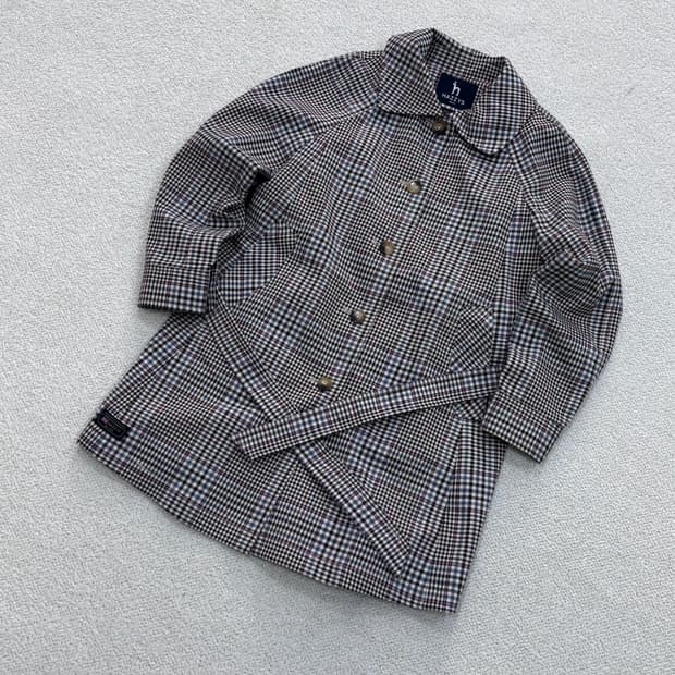 130 헤지스 키즈 체크 트렌치 코트 0423E