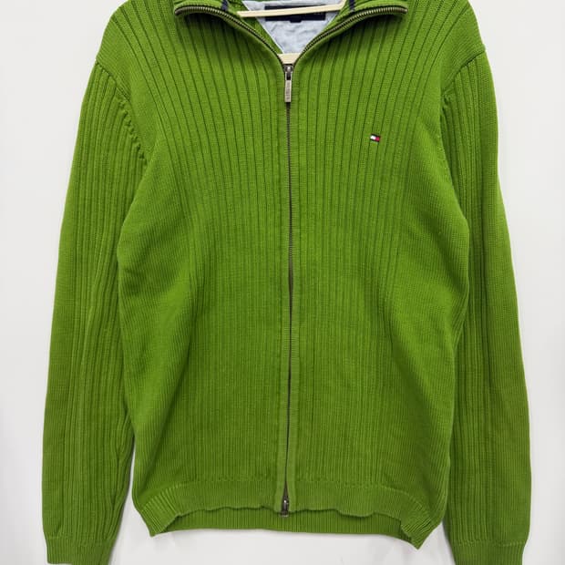 타미힐피거 그린 니트집업