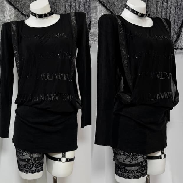 lettering cubic knit t-shirt