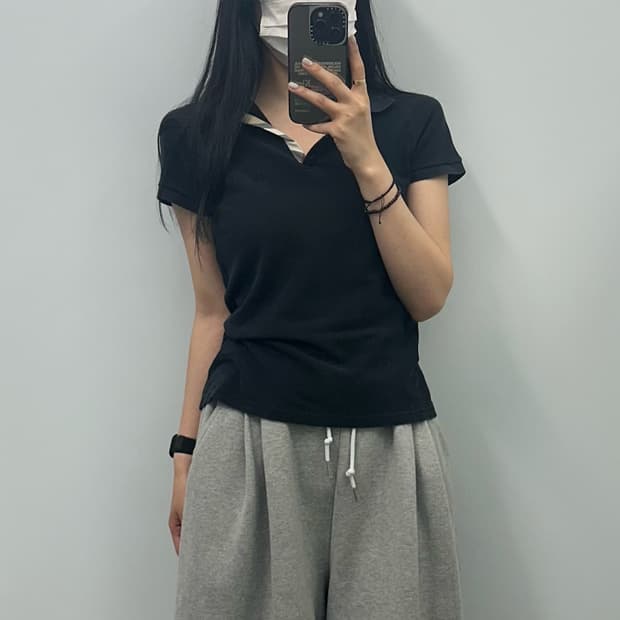 버버리 블랙 pk 반팔 카라 티셔츠 