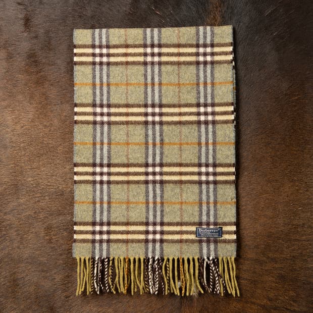 [정품] 90s 버버리 Burberrys 램스울 머플러 올리브 