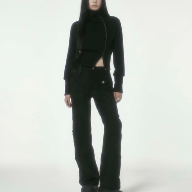 Bonnae 본네 울 크롭 집업 자켓 블랙 size1