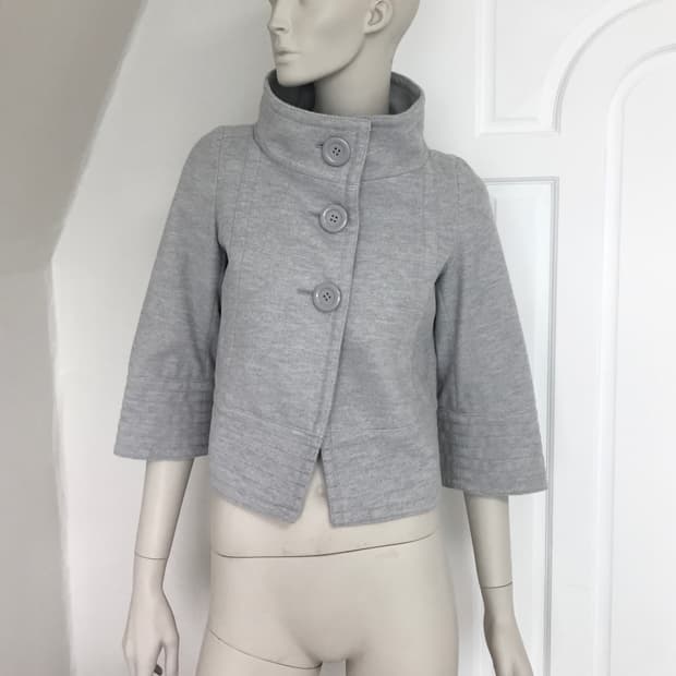 Japanese Big Button Gray Short-Coat 