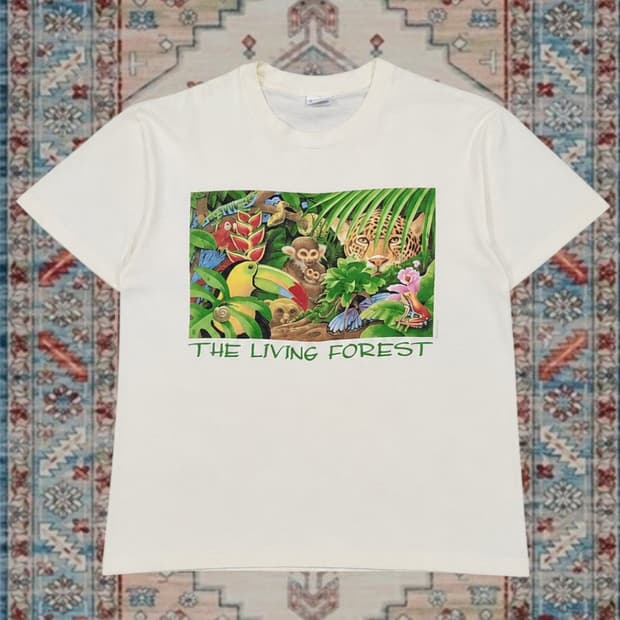 90s Made In USA 빈티지 애니멀 그래픽 티셔츠 L