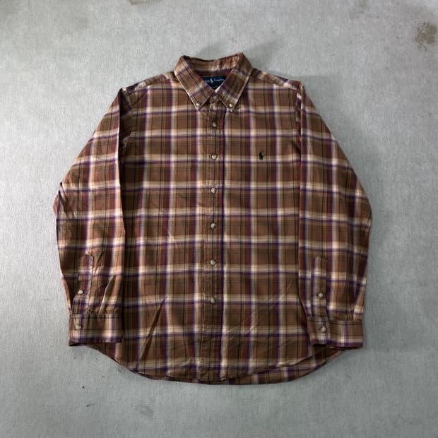 100 폴로랄프로렌 빈티지 체크 코튼 셔츠