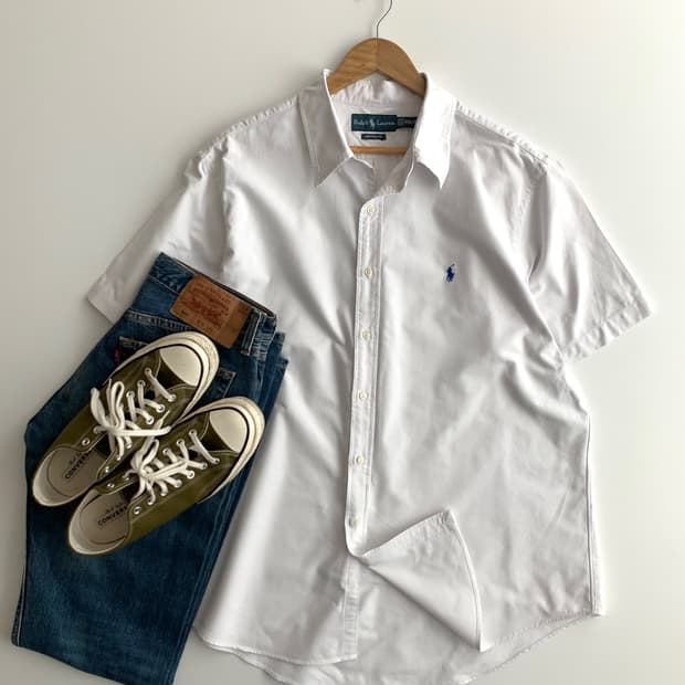 폴로 랄프로렌 화이트 반팔 셔츠 XXL