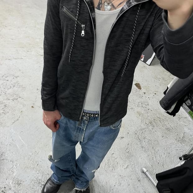 plus one zip detail hood zip up