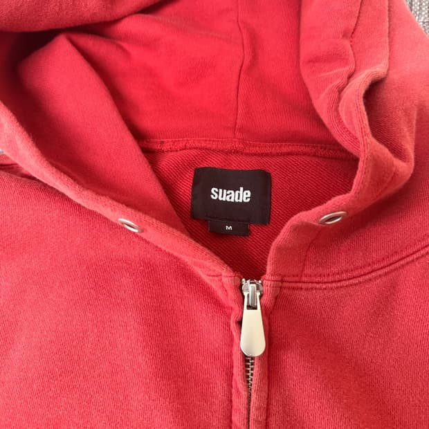 스웨이드 워시드 후드 집업 m