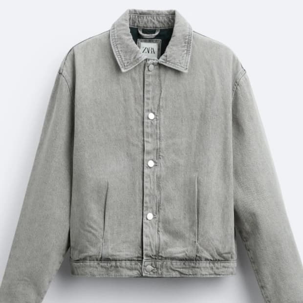 자라 셔링 크롭 데님 점퍼 L