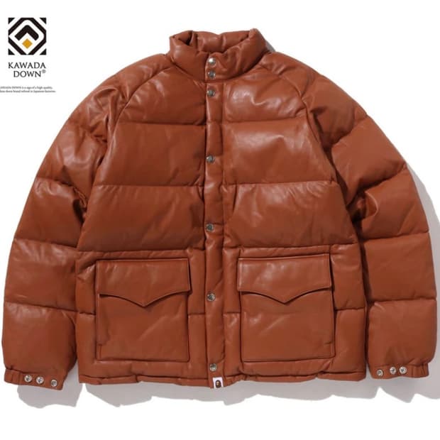 베이프 레더 다운 자켓