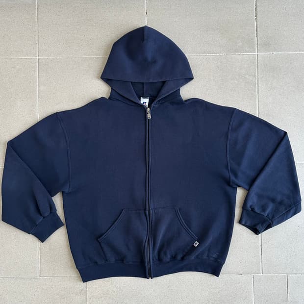 00s 빈티지 러셀 후드집업 네이비 L