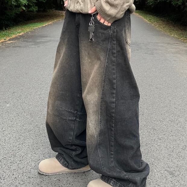 단스튜디오 클로저 워싱 절개 데님 팬츠 흑청 판매