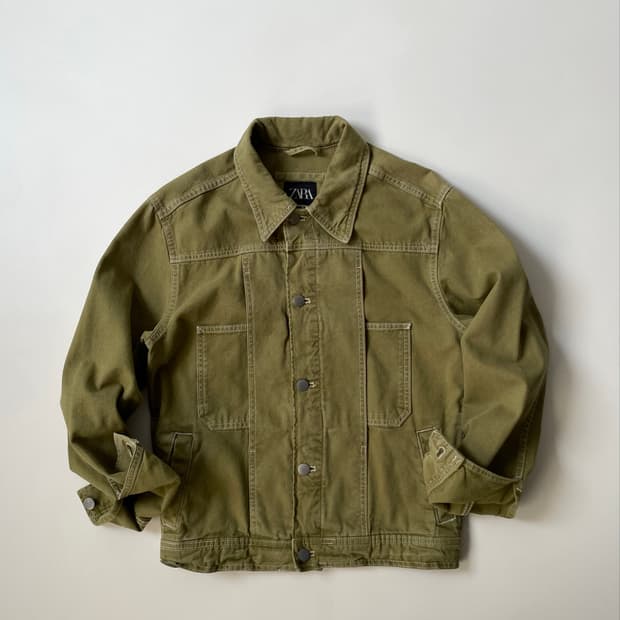 ZARA 카키 데님 자켓 