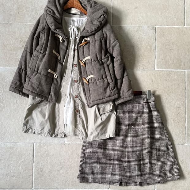 빈티지 모리 패딩 스커트 코디 세트