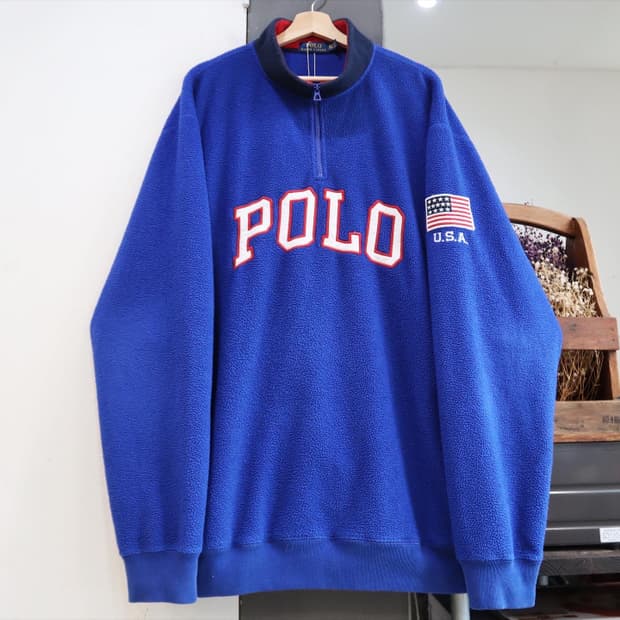 폴로 엠브로이드 플리스 아노락자켓