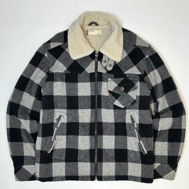 리바이스 타탄 체크 울라이너 쉐르파 자켓 xl