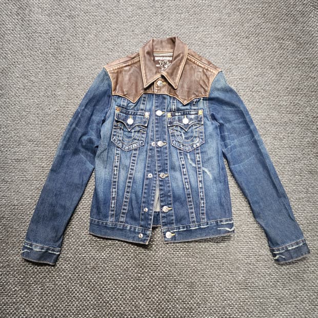 트루릴리젼 가죽 데님 자켓 청자켓 M사이즈