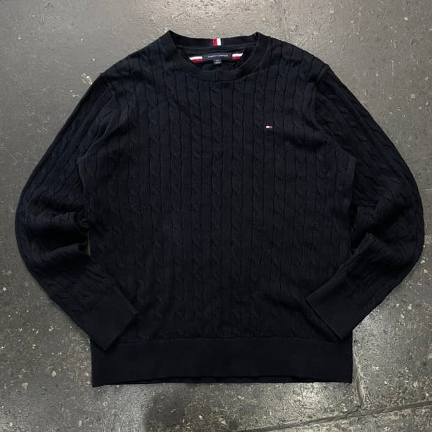 타미힐피거 꽈배기 니트 스웨터100 