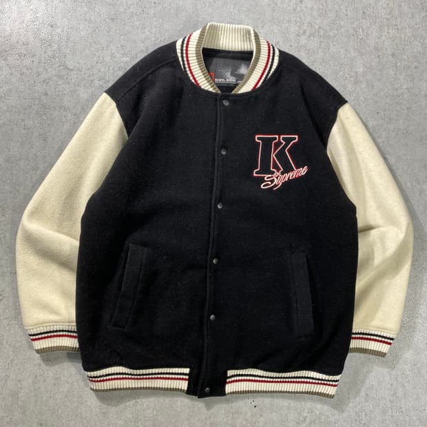 [L] 90-00s Karl Kani 칼카니 올드스쿨 울 바시티 자켓
