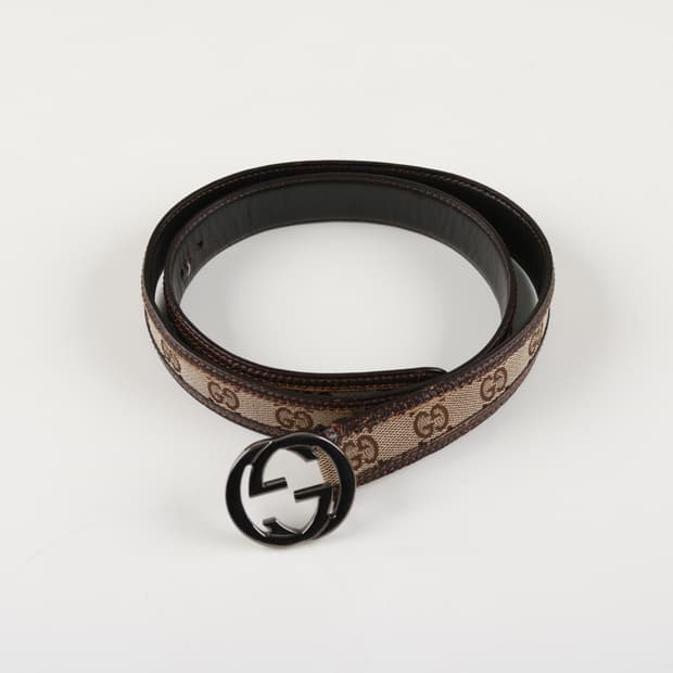 [여성 F] 구찌 GG 모노그램 캔버스 레더 벨트 (정품)