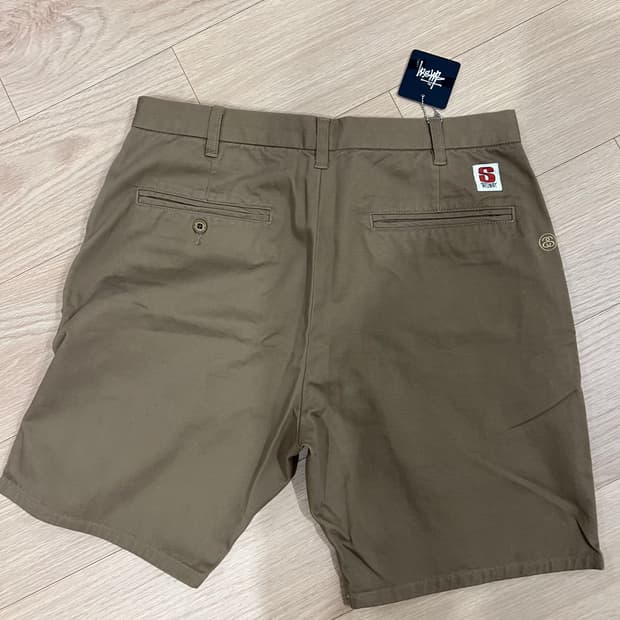 스투시 아카이빙 s로고 워시드 치노 하프팬츠34