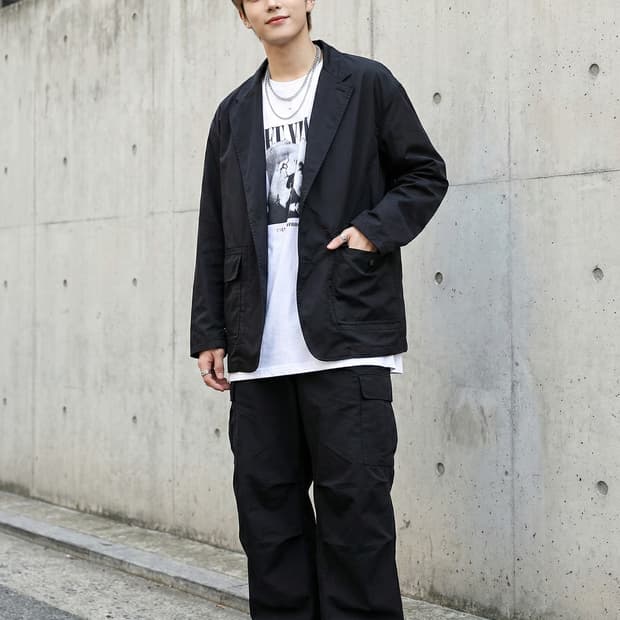 모이프 블랙 포켓 유니폼 코튼 자켓